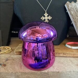 Purple and Pink Glass Mushroom Decor